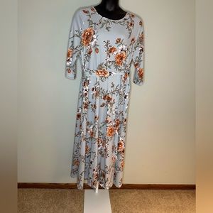 SHEIN curve 4X dress. Blueish green with green and brown flowers.